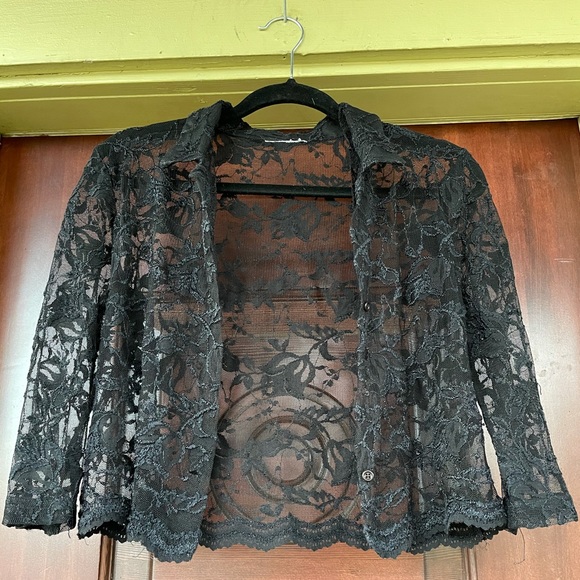 Vintage Black Lace Blouse Top - Picture 4 of 5